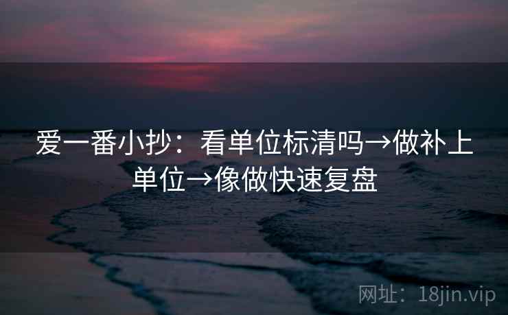 爱一番小抄：看单位标清吗→做补上单位→像做快速复盘